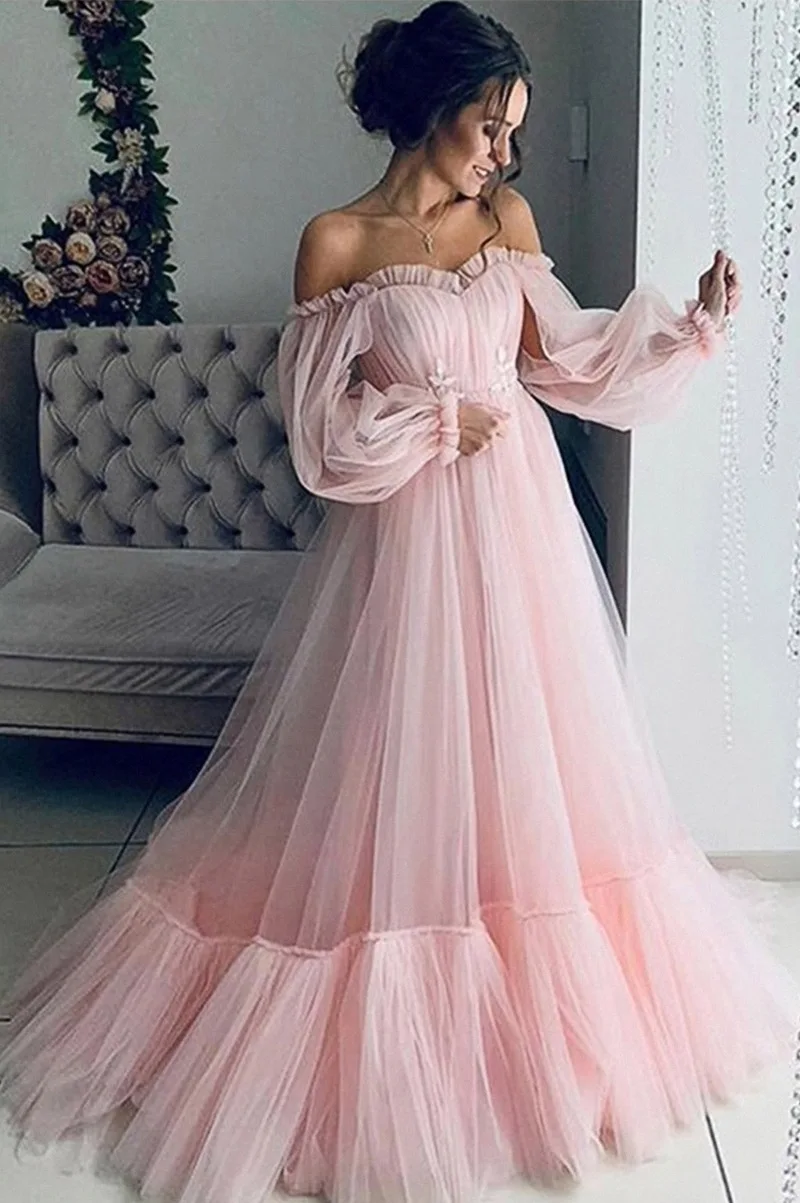 

Special Offer A-line Spring Slash Neck Full Dress Vestidos Mujer Women's Long-sleeved Wedding Dress With Big Swing New