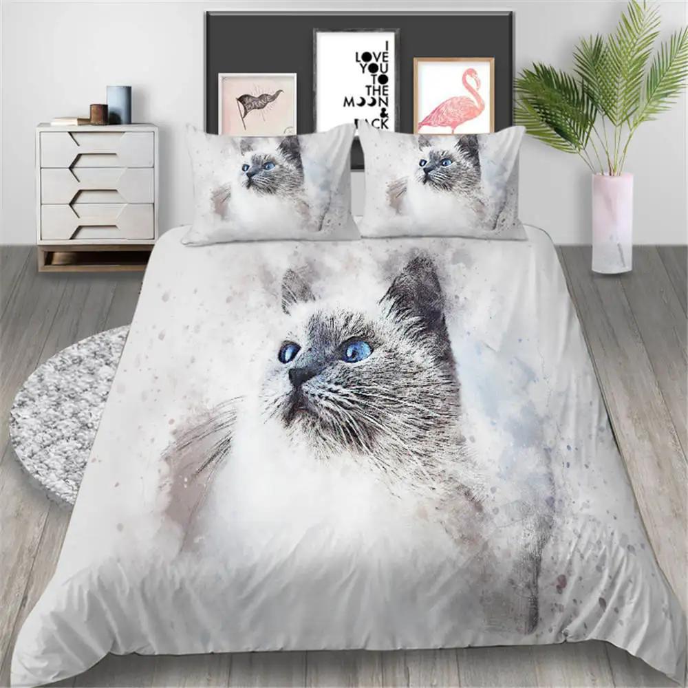 

Lovely Fashion Single Bedding set Twin Full Queen Size Animals Series Bed Cover Suit with Dog Cat Gift for Child of Quilt Cover