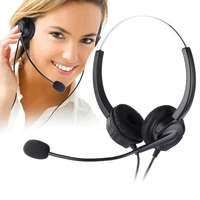4 pin rj9 hands free call center noise cancelling corded binaural headset headphone with mic for desk telephone
