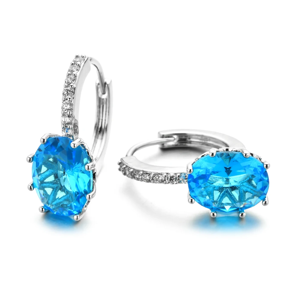 Европейские и американские модные простые циркониевые серьги в форме яйца для