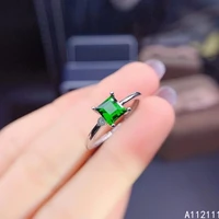 fine jewelry 925 sterling silver inlaid with natural gem luxury noble square diopside womens ol style ring support detection
