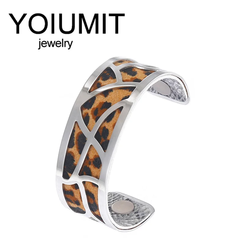 

Yoiumit Cuff Bracelets For Women Stainless Steel Manchette Bangles Interchangeable Leather Pulseiras Bijoux Inoxydable Femme