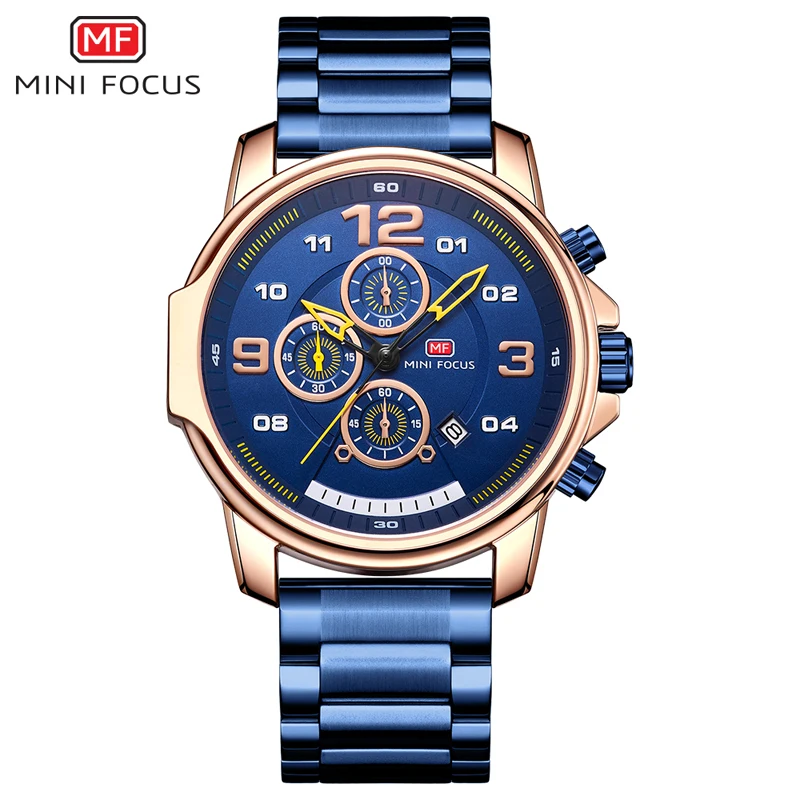 Часы MINIFOCUS Мужские кварцевые синие с хронографом 0229 г | Наручные часы