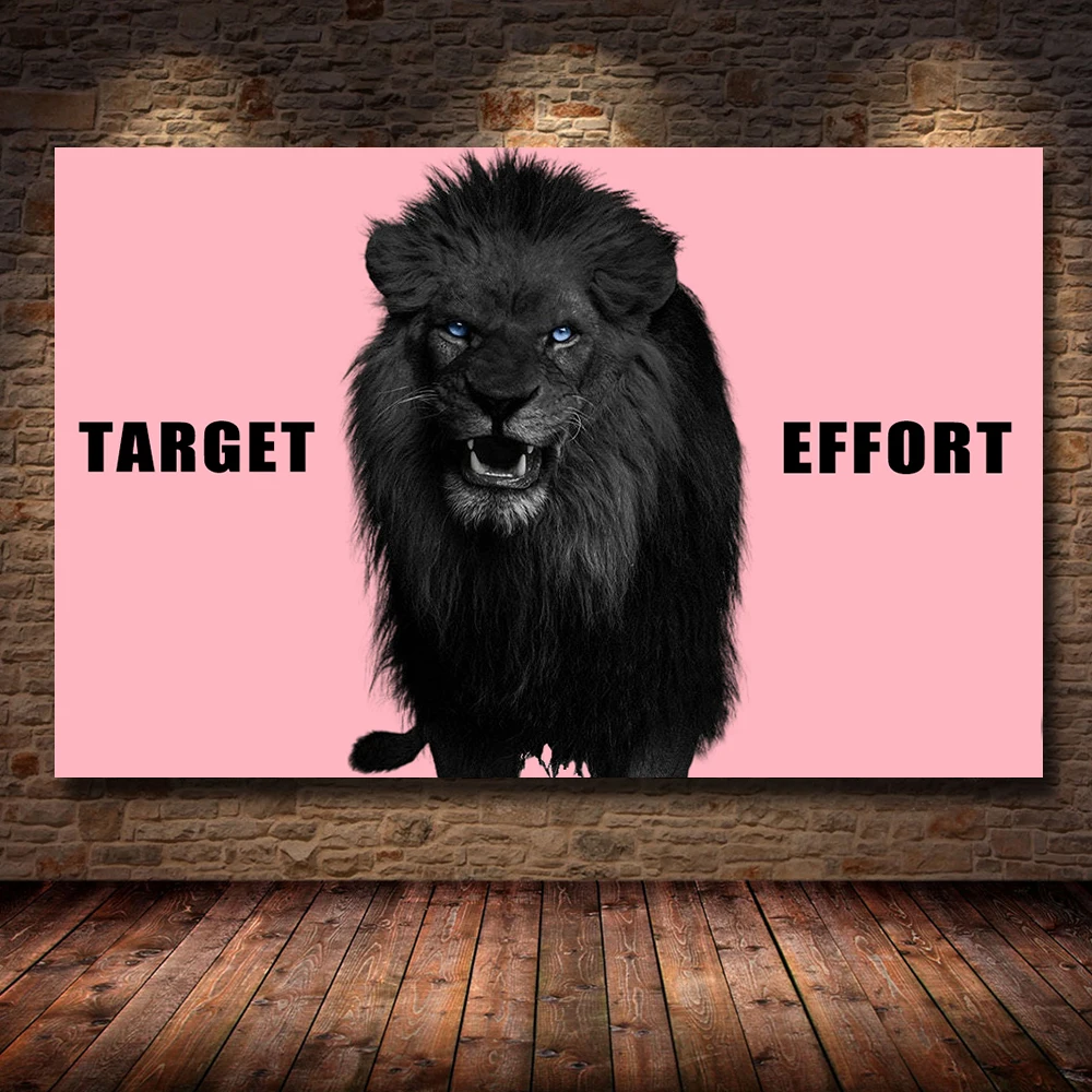 

Black and White Animal Lion Poster Always Hungry Canvas Painting Wall Art Home Decor Prints for Living Room Decoration Pictures