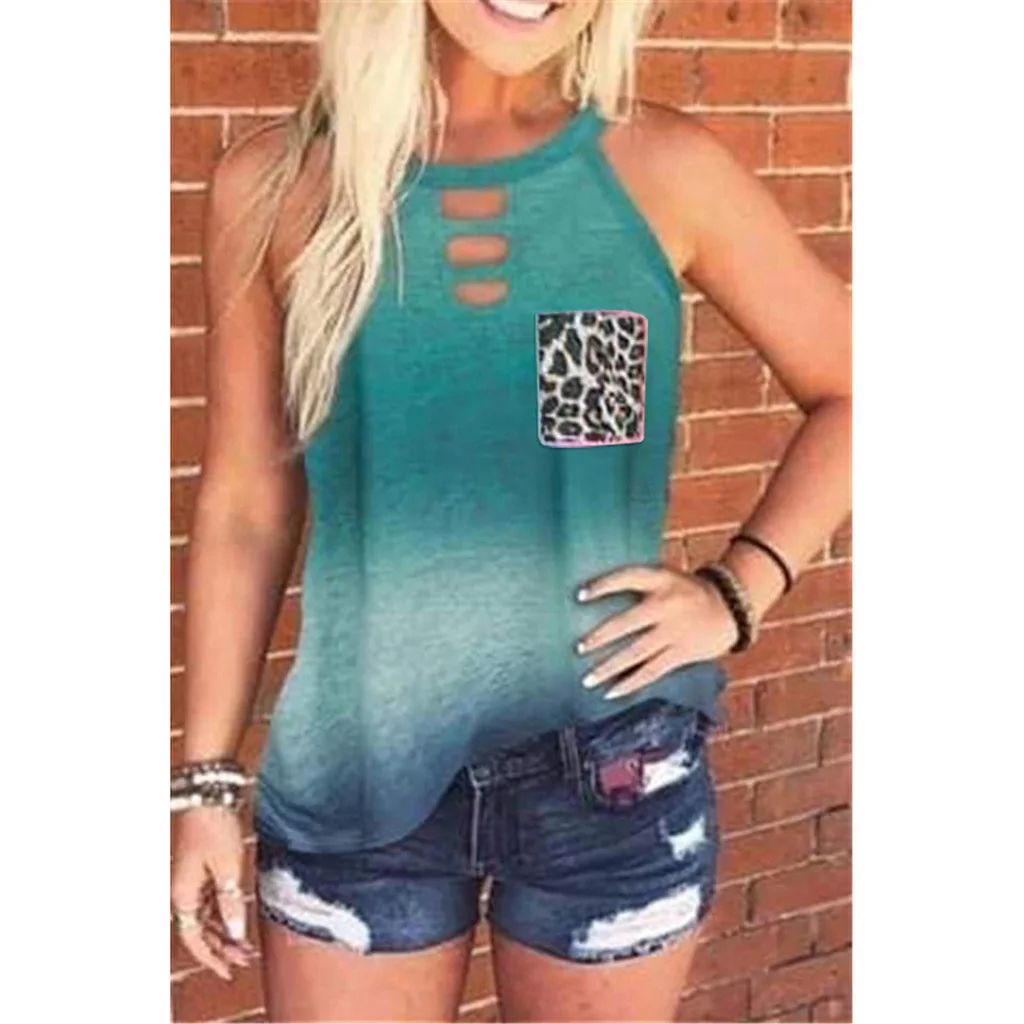 

Summer New Style Hot Sale European And American Cross-border Women's Tie-dye Printing Fashion Women's Vest T-shirt O-Neck