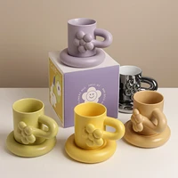 360ml creativity high end european ceramic mug set fat cup and saucer coffee milk cake drinkware household decoration couple hot