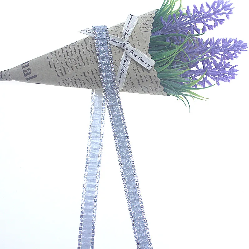 Лента для стразы 1 ярд серебристая горячей фиксации орнамент из кристаллов