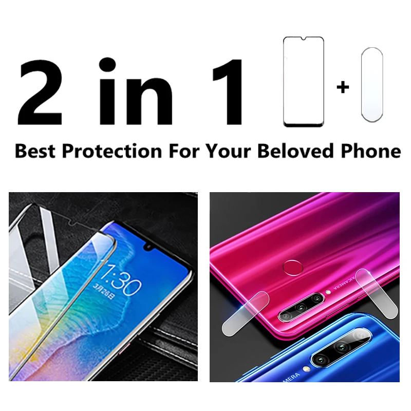 2в1 Защитное стекло для huawei honor 10i cam защита экрана huavei hono homor 10 i с объективом камеры