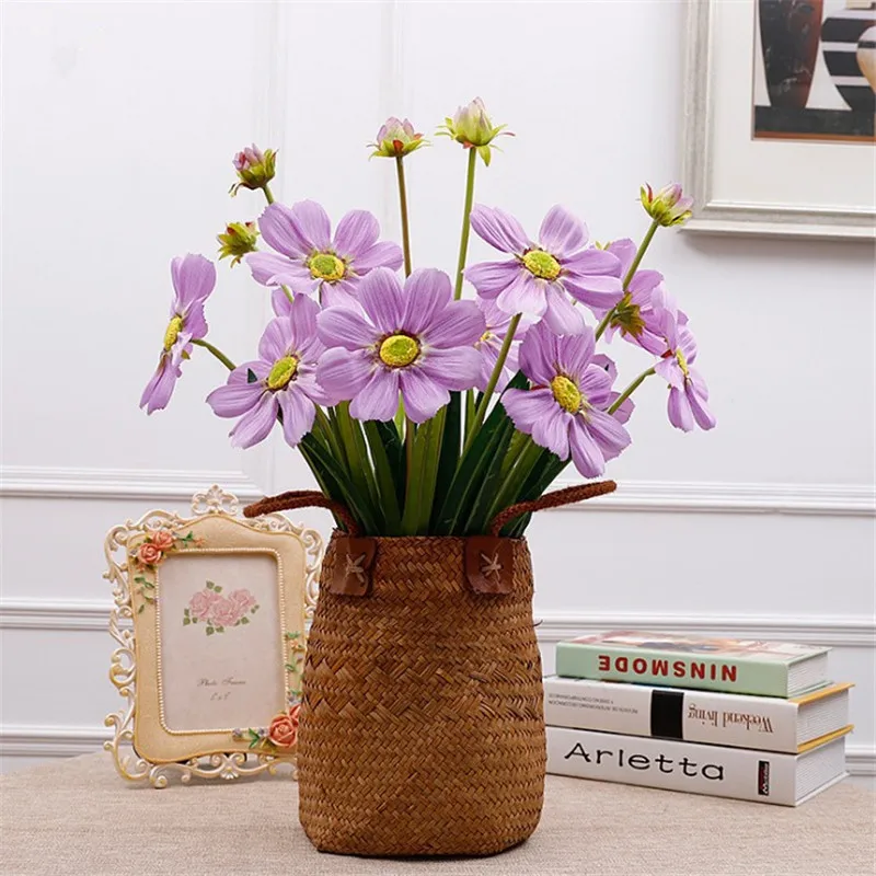 12Pcs Fake Cosmos 21.26" Length Simulation Coreopsis with Grddn Leaf for Wedding Home Decorative Artificial Flowers | Дом и сад