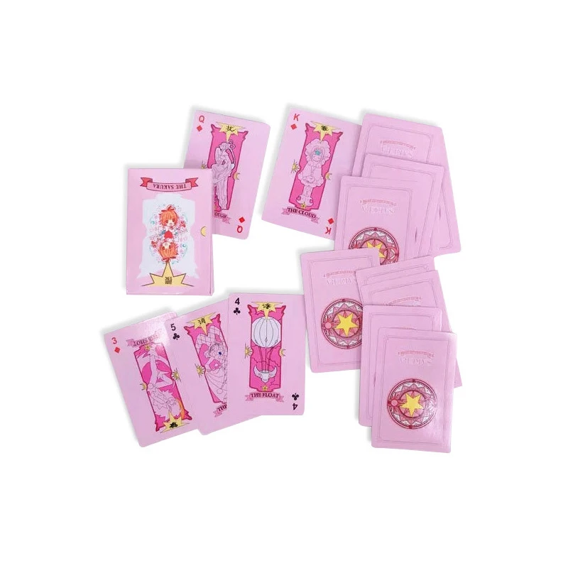 54 шт. розовая девочка с милым мультяшным рисунком аниме игральные карты