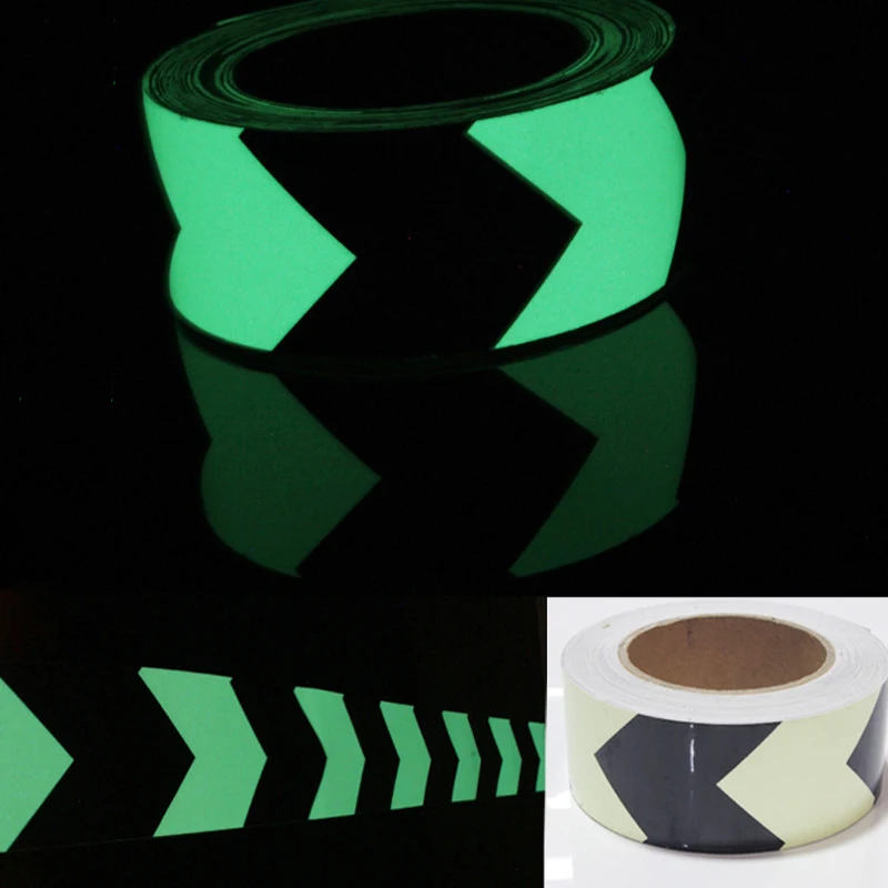 5M Glow in Dark Stickers Direction Arrows Luminous Tape Waterproof Safety Warning Self-Emitting Stripe for Stairs Theater Cinema |