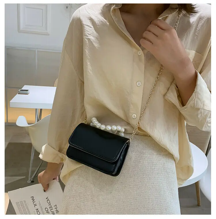 

CA Womens Korean version of the simple ladies handbag simple pearl chain wallet shoulder Messenger bag Shoulder Bag Crossbody