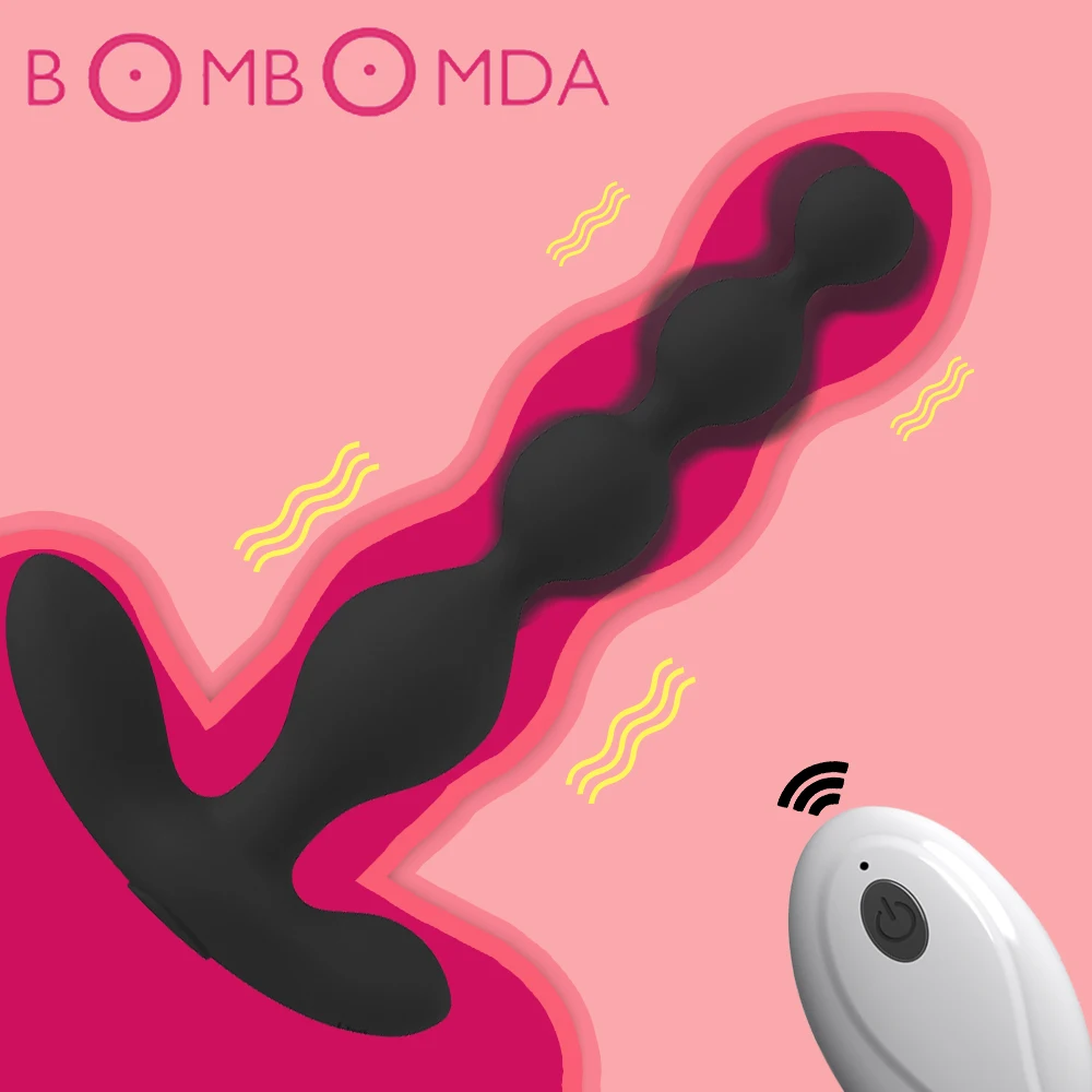 Анальный вибратор с беспроводным дистанционным управлением Телескопический