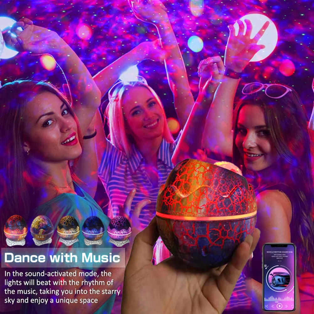 Creative Dinosaur Egg Starry Projector Light Remote Control Music Night Atmosphere Special Lamp Kids Gift | Лампы и освещение