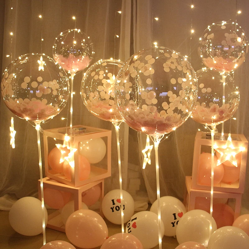 

5pcs/Lot 10/20/24/36inch Giant Transparent Bubble Balloon LED Light Up Clear Helium Bobo Balls Birthday Wedding Party Decoration