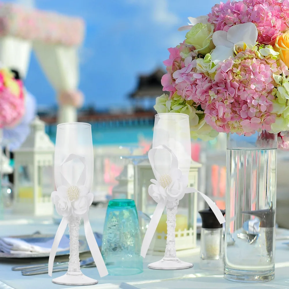 

2pcs Champagne Goblets Wedding Lace Wrapped Goblets Wedding Supplies Goblets