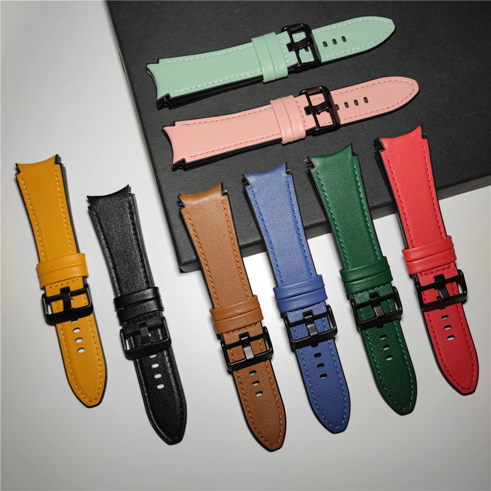 Silicone+leather Strap for Samsung Galaxy Watch 4 Classic 46mm 42mm/Watch4 44mm 40mm Band Metal Buckle Wristbands Bracelet Belt