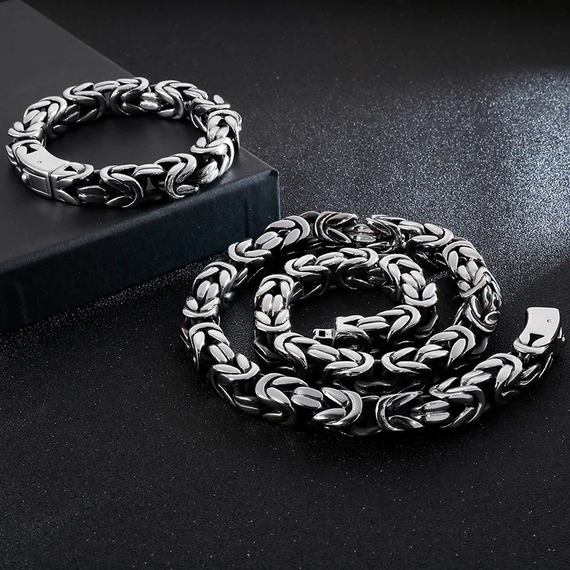 13 мм тяжелая хип-хоп ретро византийская цепочка из нержавеющей стали ожерелье