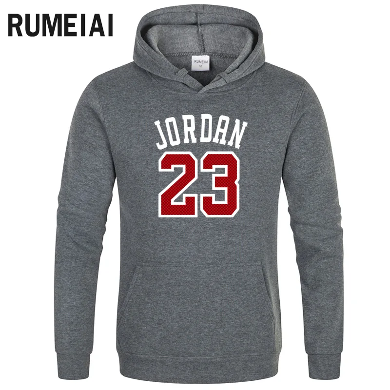 Мужская Спортивная Толстовка Jordan 23 черная темно-серая Повседневная флисовая