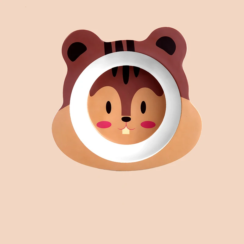 Hamster Цельная миска для кормления ребенка, эко бамбуковая посуда, нескользящая посуда для кормления, детская посуда, мультяшная детская бамбуковая тарелка - Цвет: Hamster