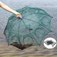 folded portable 20 holes fishing net network casting crayfish catcher shrimp minnow crab baits trap cages mesh fish nets tool