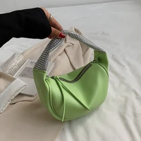 casual soft pu leather rhinestone portable crossbody bags for women 2021 new winter shoulder bags simple female handbags purses