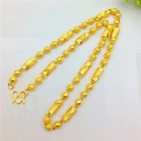 fashion luxury gold 18k necklace hexagon shape bead necklace for mens ornament chain necklace yellow gold jewelry no fade