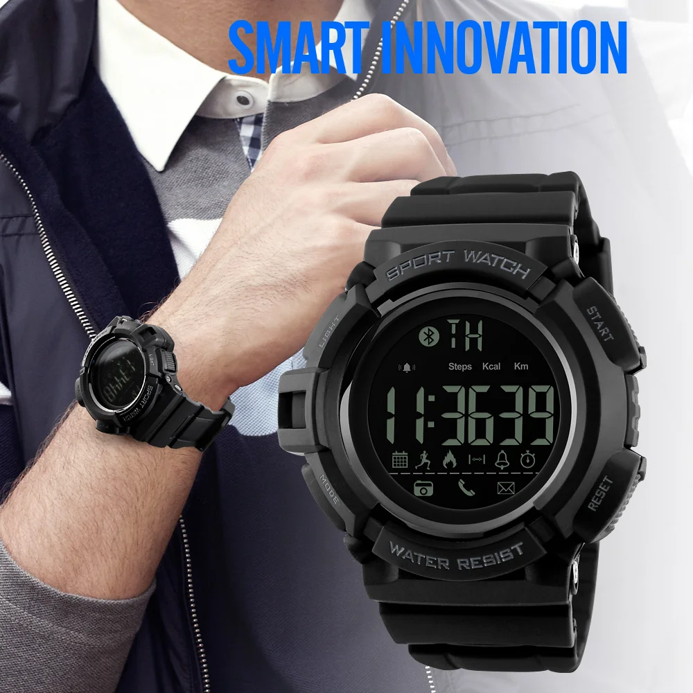 

SKMEI Fitness Tracker Smartwatch Men Call Remind Calorie Bluetooth Mens Smart Watches No Charge Sport Male Electronic Hour 1245
