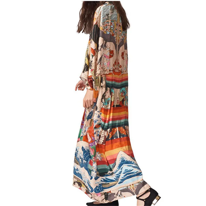 2021 summer women fashion print long sleeve cardigan female blouse loose casual cover up shirts beach kimono blusas plus size free global shipping