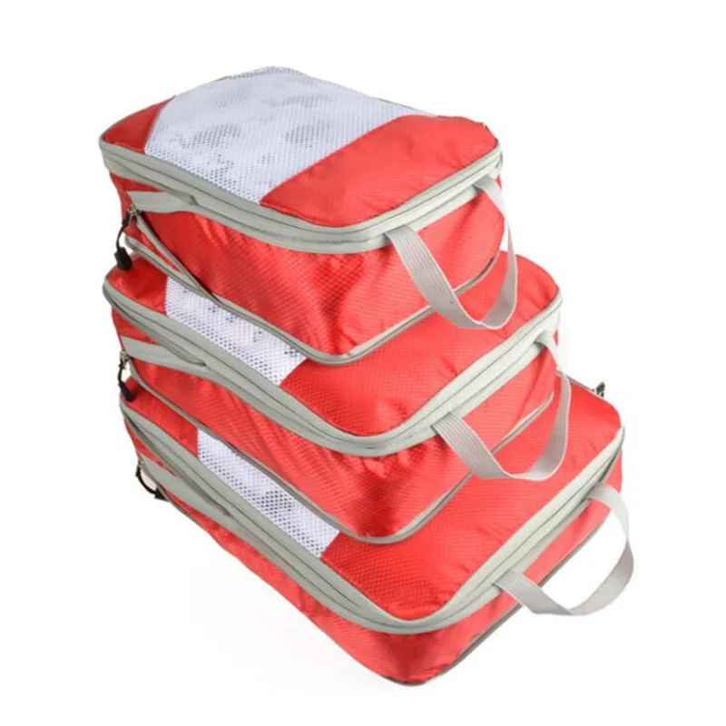 

ECO 3PCS/SET Travel Compression Packing Cubes, Luggage Suitcase Organizer Hanging Storage Bag Premium Cloth Nylon Solid