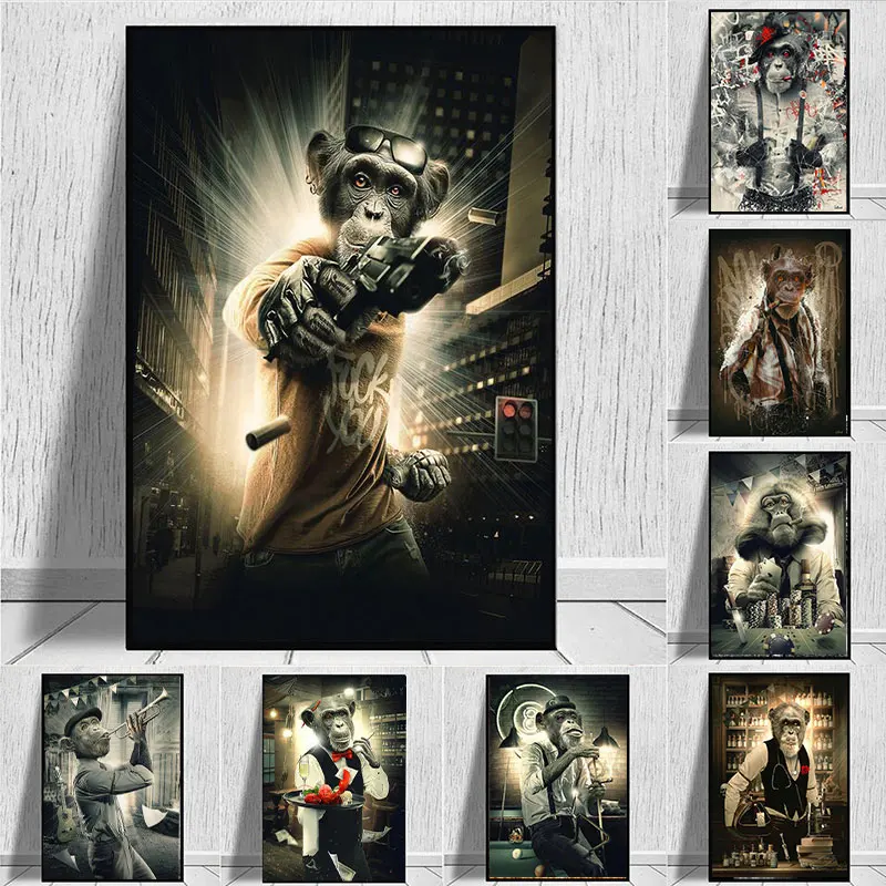 

Monkey Smoking Handjob Street Art Posters And Prints Animal Canvas Painting Wall Art For Living Room Decoration Cuadros