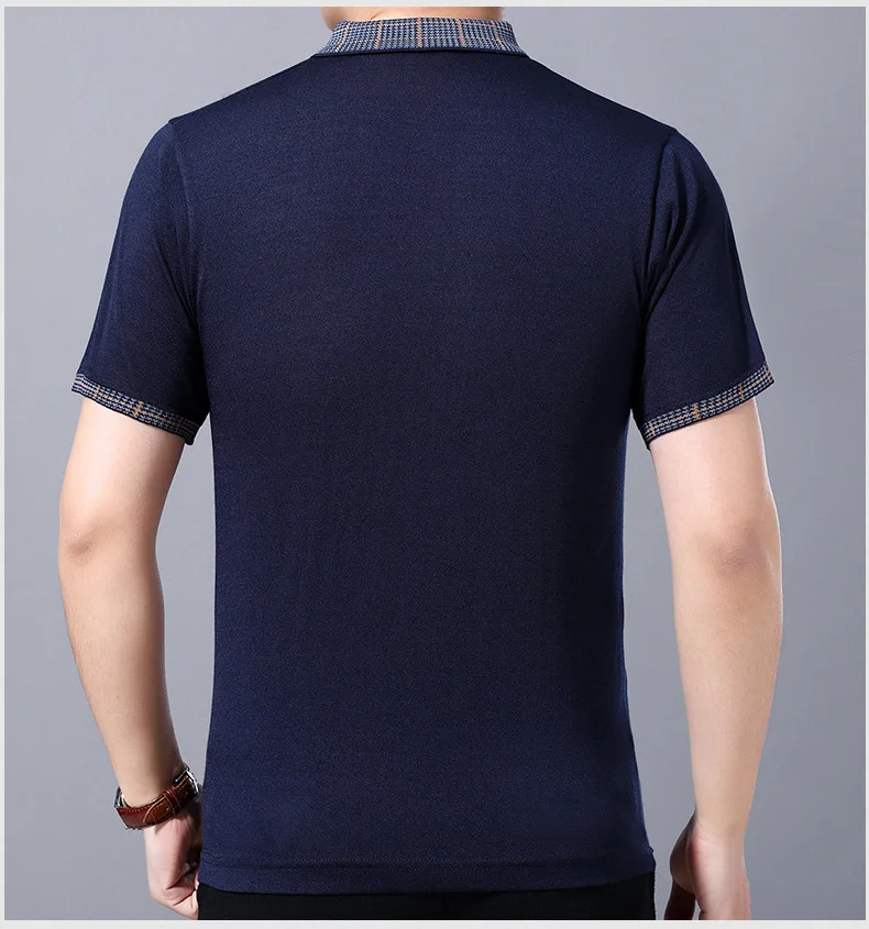 

2021 New Middle-AgeD Men'S Summer Short-SleeveD POLO shirt Men'S Casual KniTwear Ice Silk Business Dad Summer Men'S Wear
