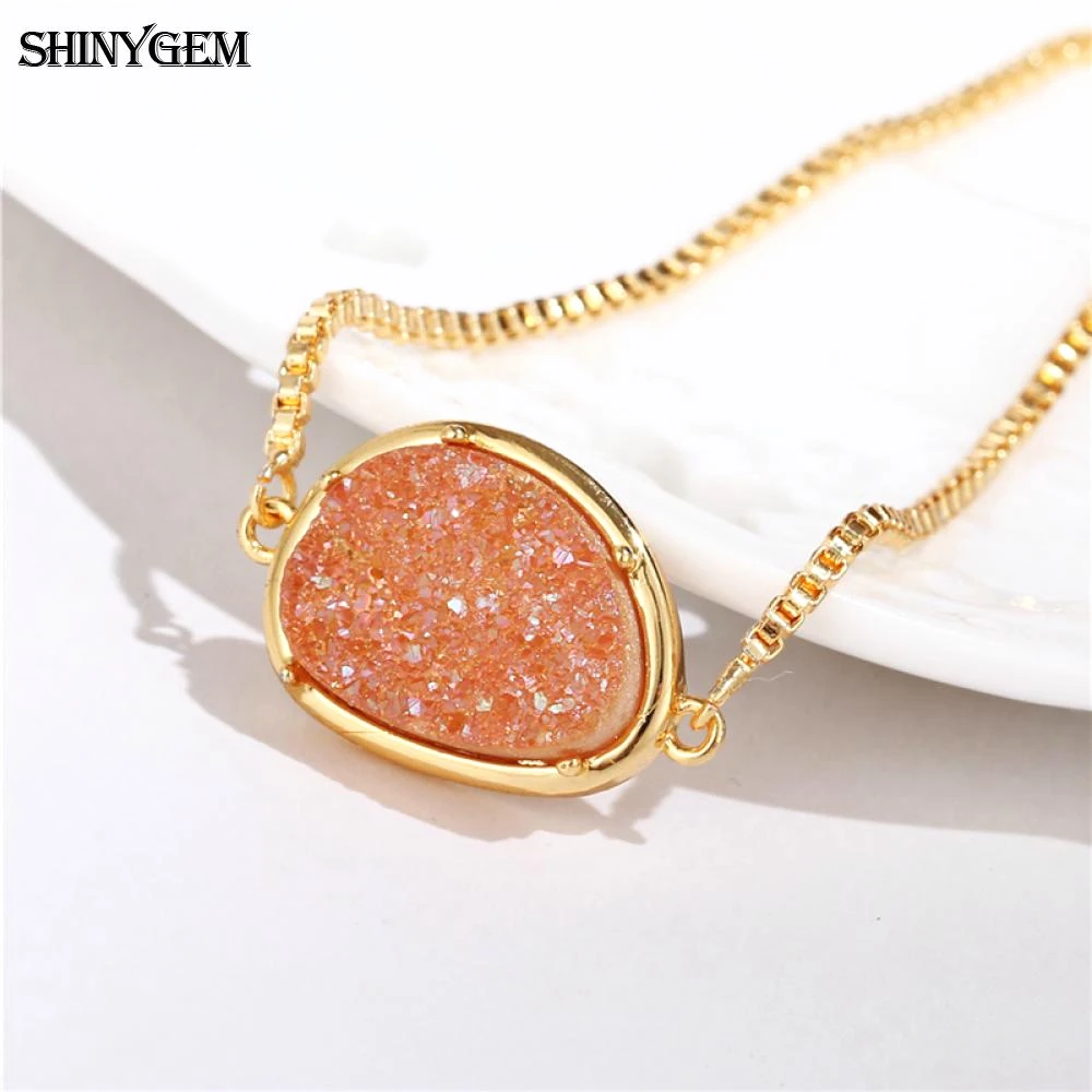 ShinyGem Модный кристалл Druzy/керамические браслеты очарование из нержавеющей