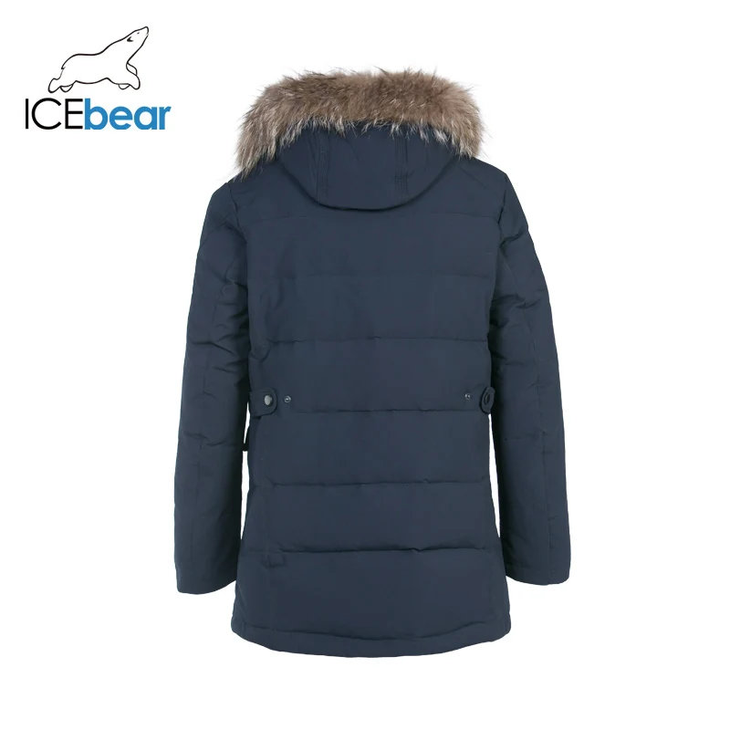 Мужской пуховик с капюшоном ICEbear теплая куртка на 70% белом утином пуху брендовая