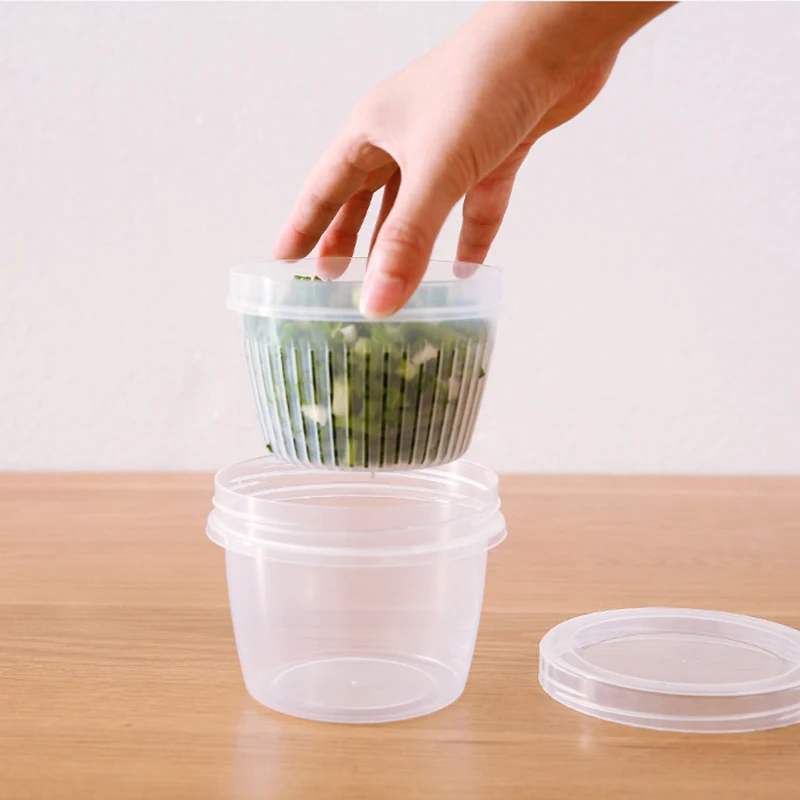 

New Drain Fresh Box Sealed Kitchen Vegetable Plastic Food Storage Box Refrigerator Storage Green Onion Drain Box,10 Pcs