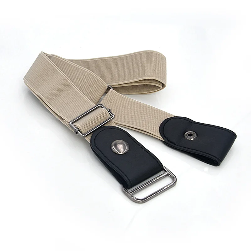 

Adjustable Genuine Leather Elastic Belt Simple Elastic Invisible Belt Slim Lazy Belt