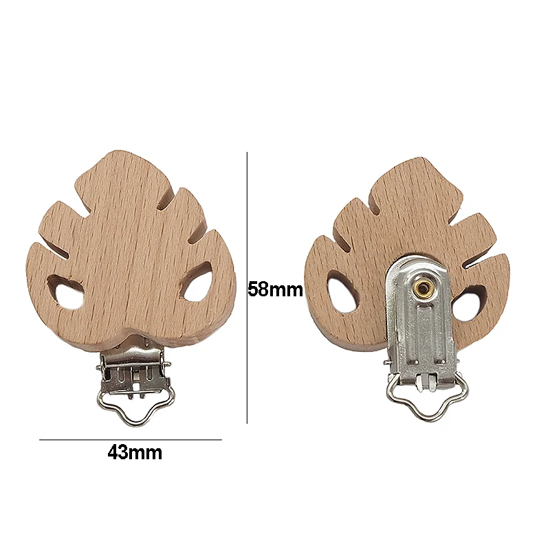 Chenkai 50PCS Wooden Bear Flower Car Heart Bird Elephant Round Star Clips BPA Free For DIY Baby Nature Pacifier    Chain Gifts