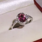 Женское Обручальное кольцо с цирконом S925, свадебное ювелирное изделие с большим красным овальным камнем, подарок на день Святого Валентина, 2021