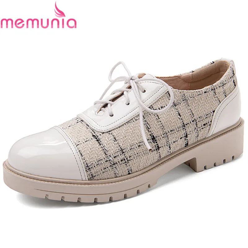 

MEMUNIA 2020 new arrive women pumps round toe cross tied spring summer single shoes square heel comfortable casual shoes woman
