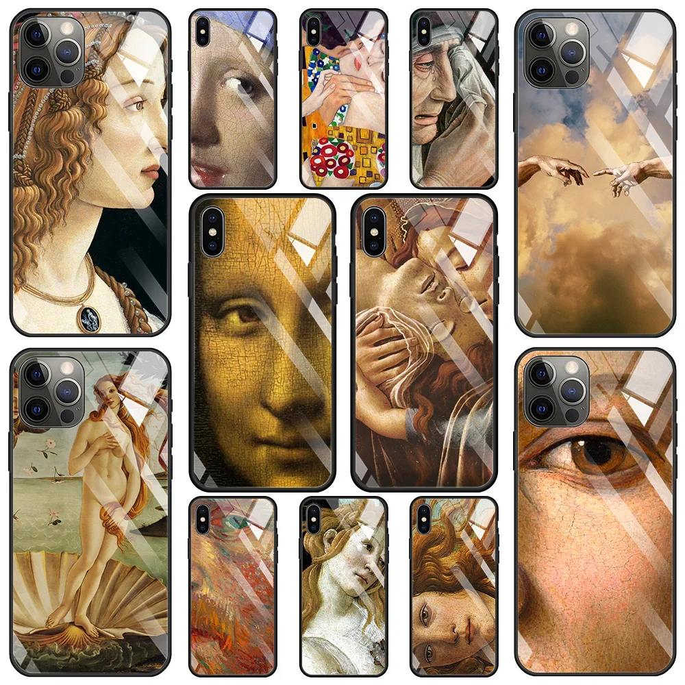

Art Paintings The Birth Of Venus Glass Case For iPhone 13 12 11 Pro Max 12Mini X XR XS Max 8 7 6s Plus SE 2020 Cover Phone Shell