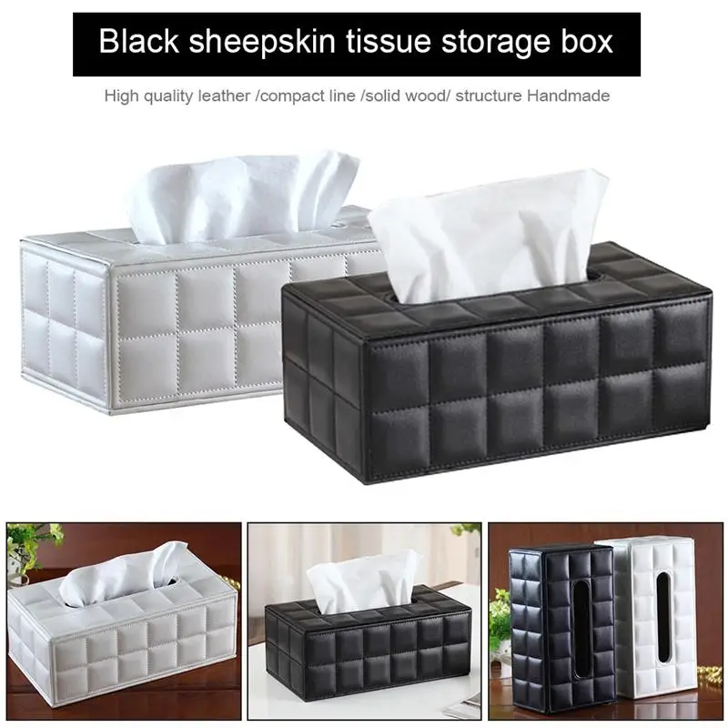 

Tissue Box PU Leather Tissue Holder Toilet Paper Box Napkin Case Cover Canister Dispenser holder for Home Decoration