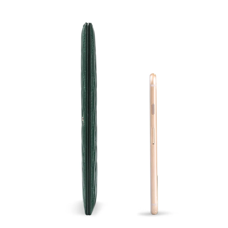 Модный кошелек из овчины RFID длинный женский ультра тонкий двойной держатель для