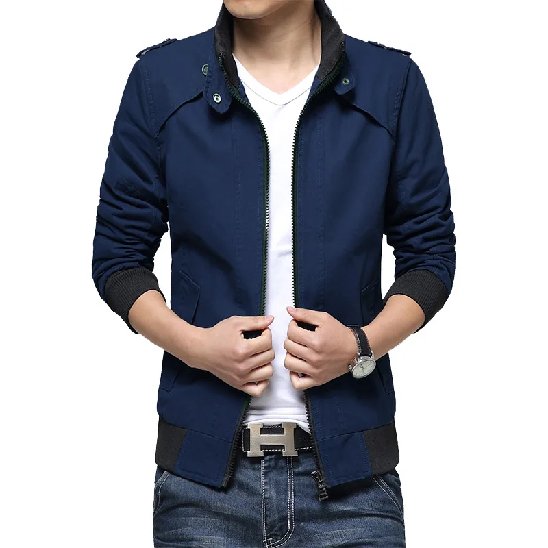

The new spring collar men's jacket Men's leisure pure color coat jacket