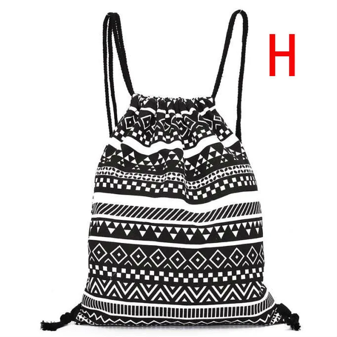 Модные унисекс ретро рюкзаки с геометрическим рисунком сумка на шнурке Рюкзак