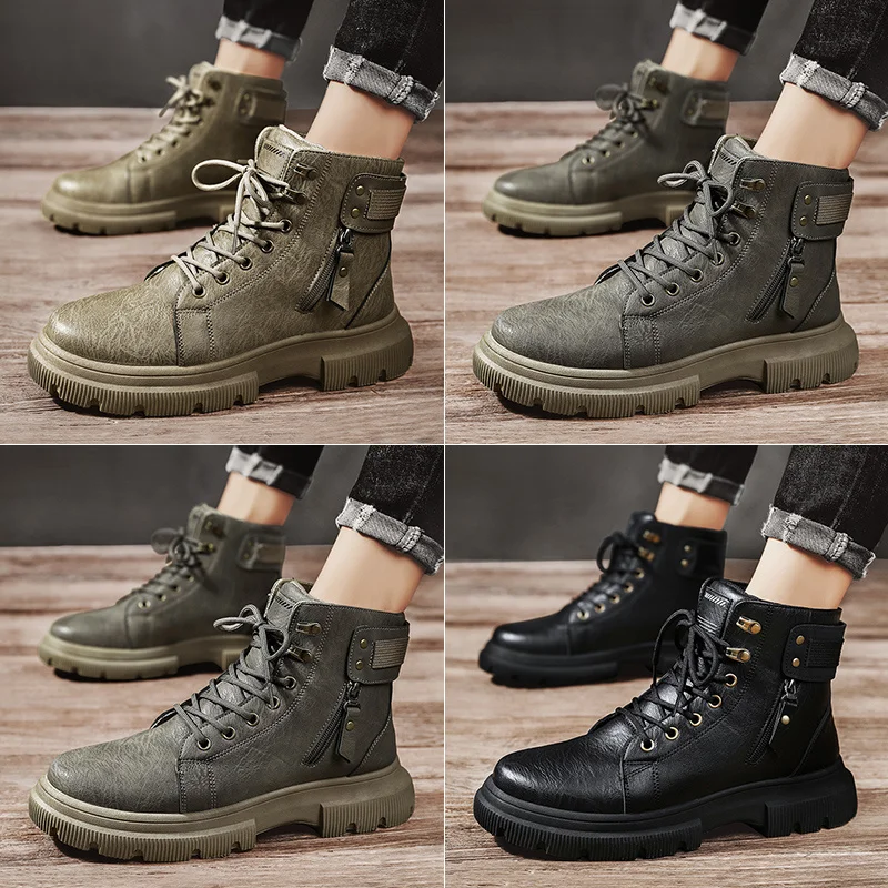 

Осенне-зимние высокие ботинки мартинсы ботинки для инструментов мотоциклетные ботинки Мужская Ретро обувь для страхования труда