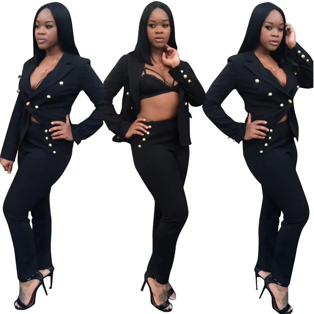 

Hot sale sexy new product casual fashion European and American foreign trade female suit suit black and white two colors