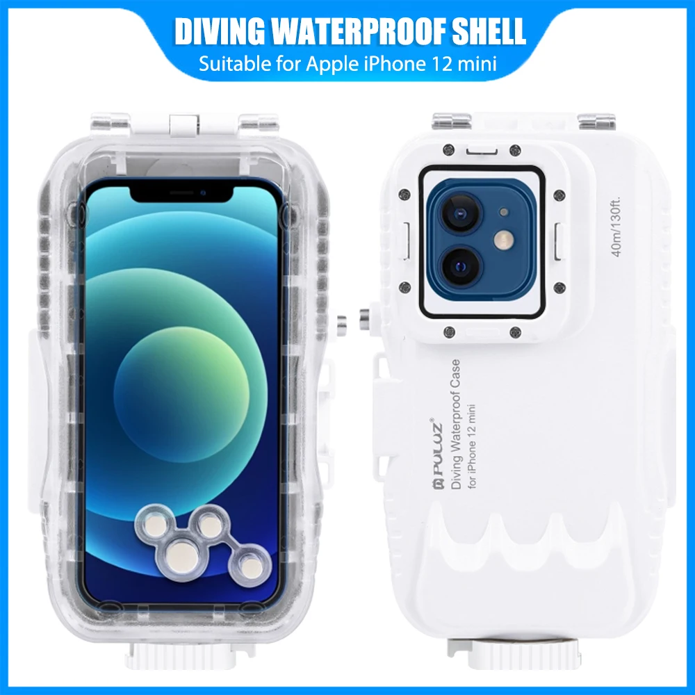 

PULUZ 40 м/130 футов пластиковый водонепроницаемый корпус для дайвинга фото-и видеосъемки подводный чехол для iPhone 12 Mini