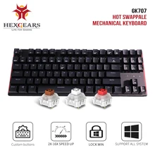 HEXGEARS GK707 87 Key Keyboard White Blue Waterproof Kailh BOX Switch Keyboard Hot Swap Switch Mechanical Gaming Keyboard