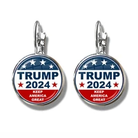 donald trump 2024 earrings keep america great symbol trump for president series earring glass brozne silver plated jewelry