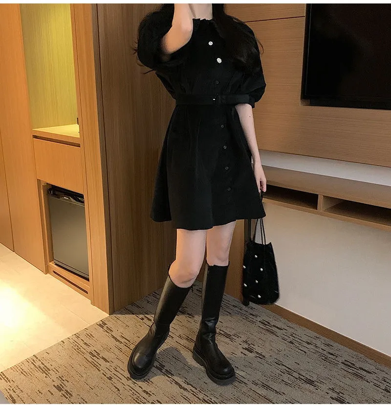

VICONE Guima girl - Retro Style Bubble Sleeve baby collar age reduction waist dress